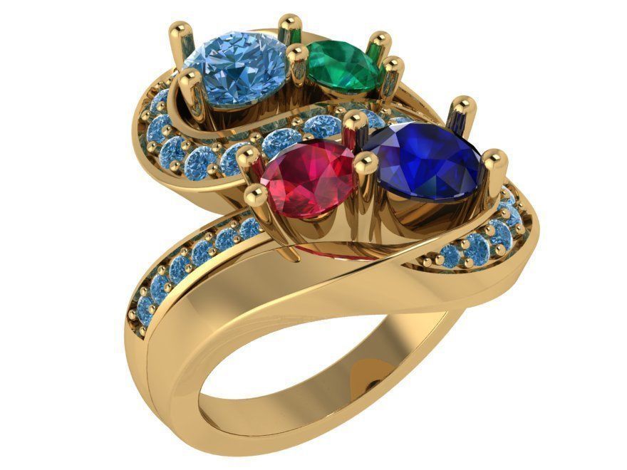 Colorful diamond textured ring 3390 3D print model 3D print model_1