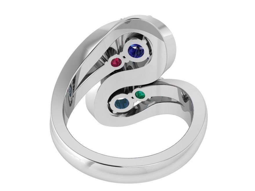 Colorful diamond textured ring 3390 3D print model 3D print model_3