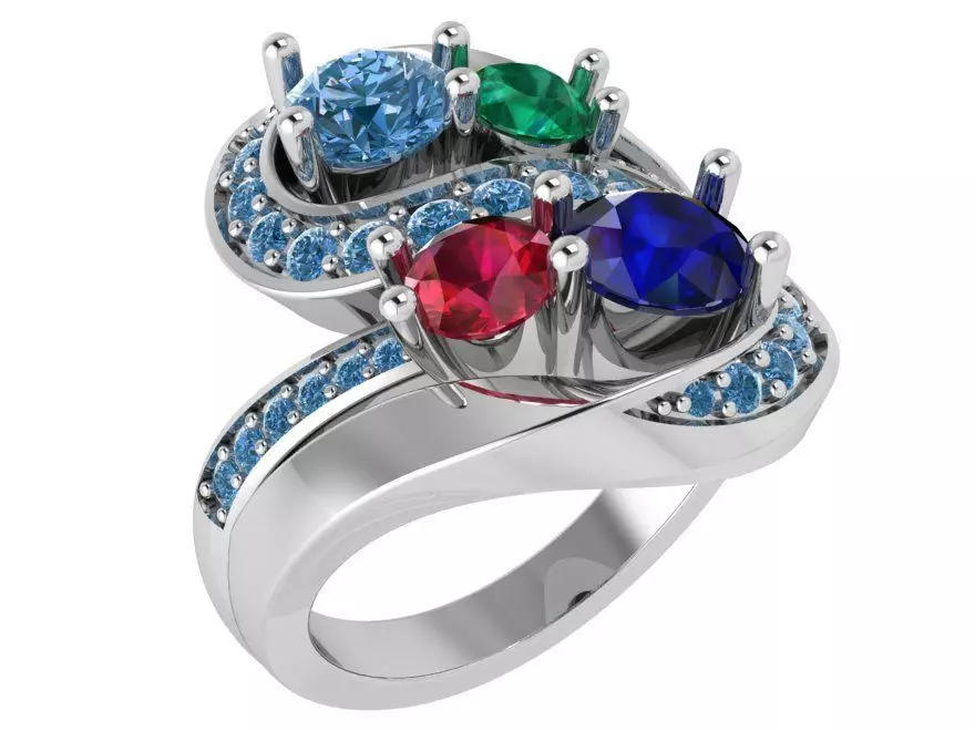 Colorful diamond textured ring 3390 3D print model 3D print model_0