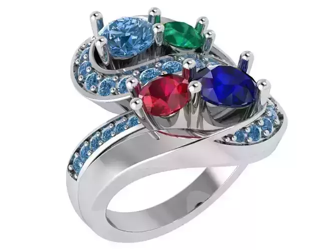 Colorful diamond textured ring 3390 3D print model