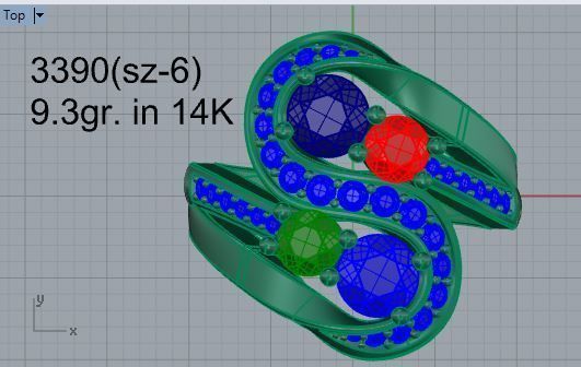 Colorful diamond textured ring 3390 3D print model 3D print model_4