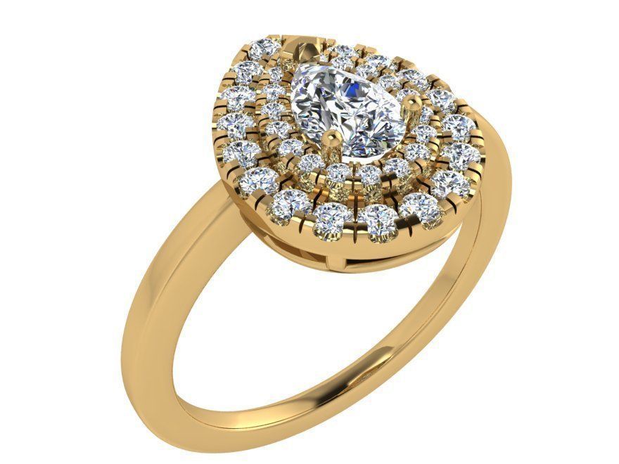 Gallant 2-row pear diamond ring  3391 3D print model 3D print model_1