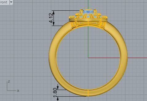 Gallant 2-row pear diamond ring  3391 3D print model 3D print model_5