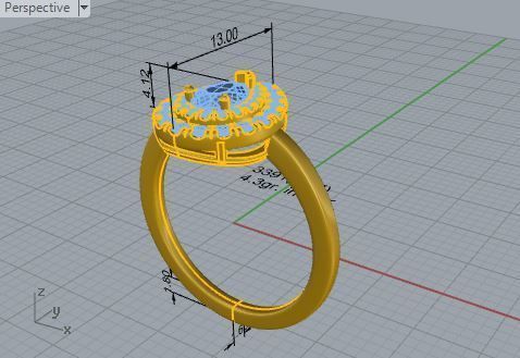 Gallant 2-row pear diamond ring  3391 3D print model 3D print model_7