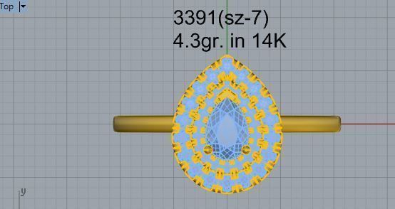 Gallant 2-row pear diamond ring  3391 3D print model 3D print model_4
