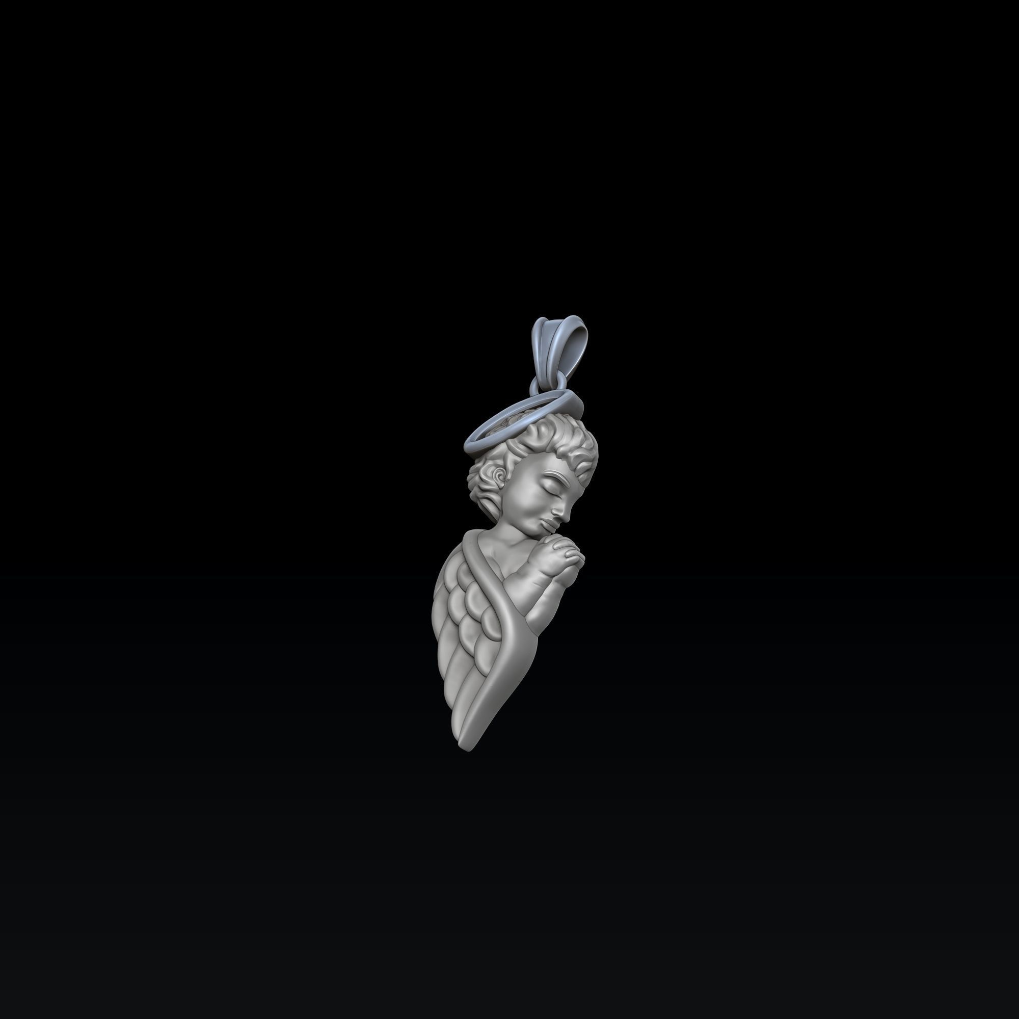 Praying Baby Angel Pendant 3D print model_1
