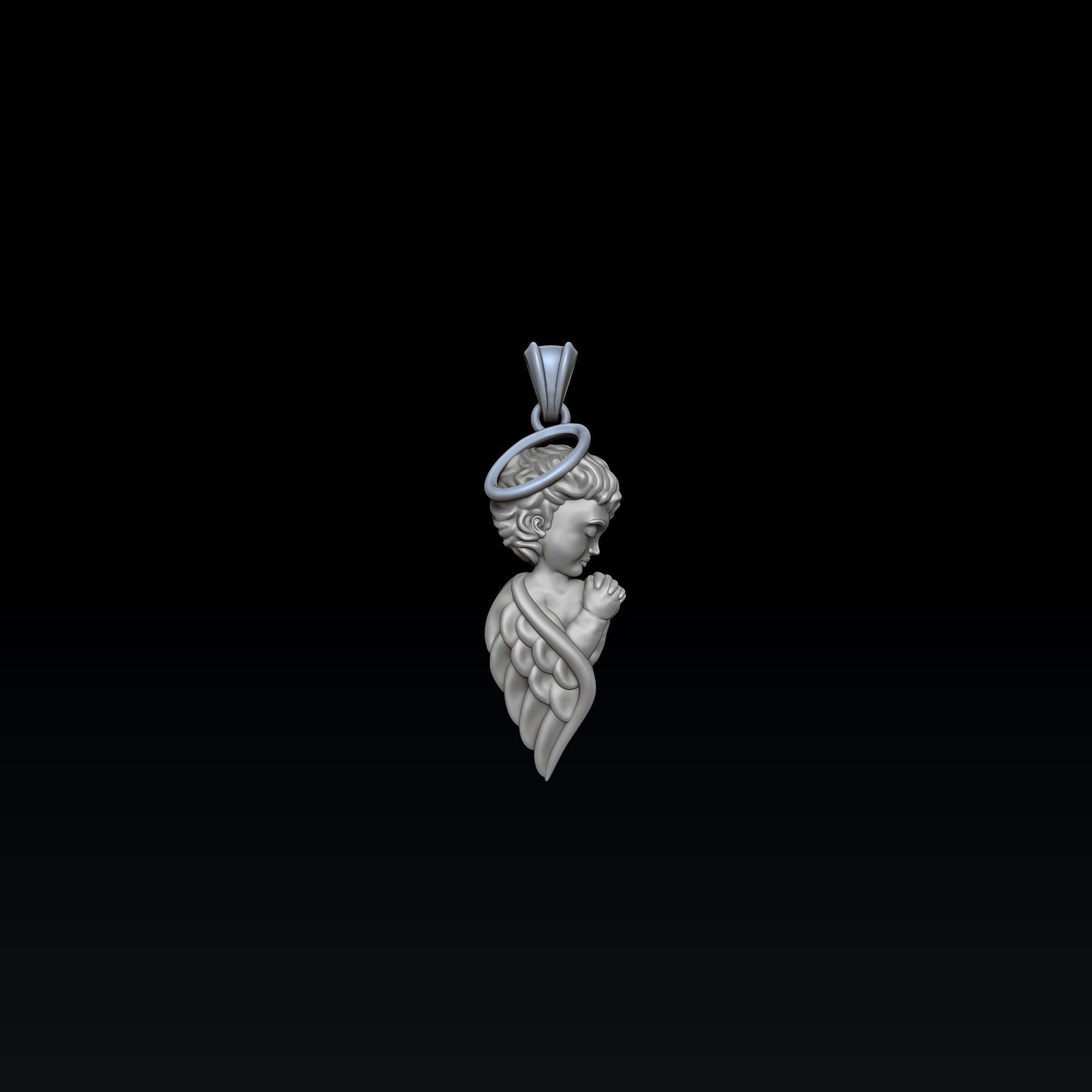 Praying Baby Angel Pendant 3D print model_6