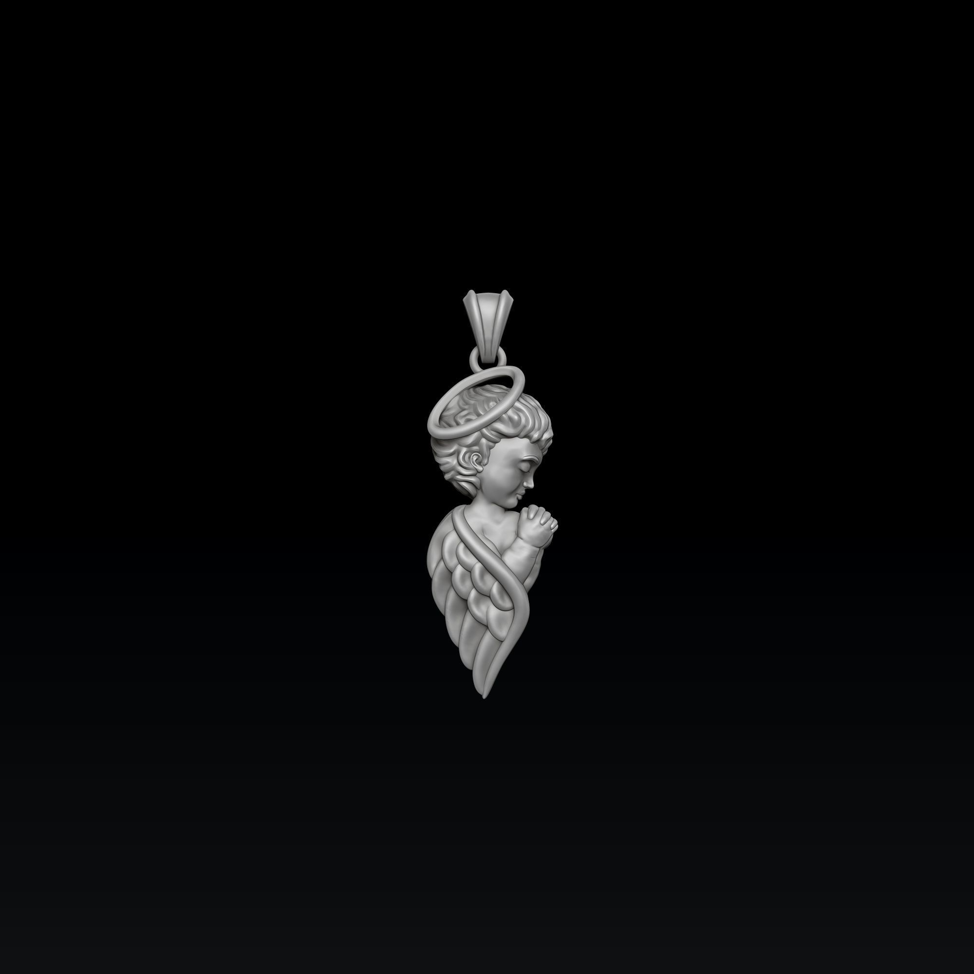 Praying Baby Angel Pendant 3D print model_4