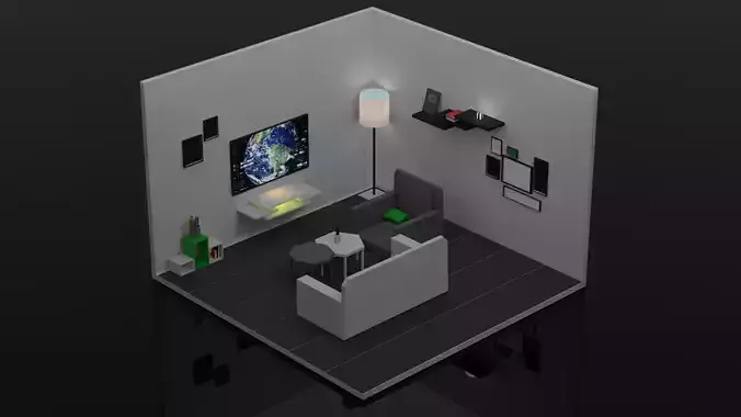 Lowpoly Interior Hall