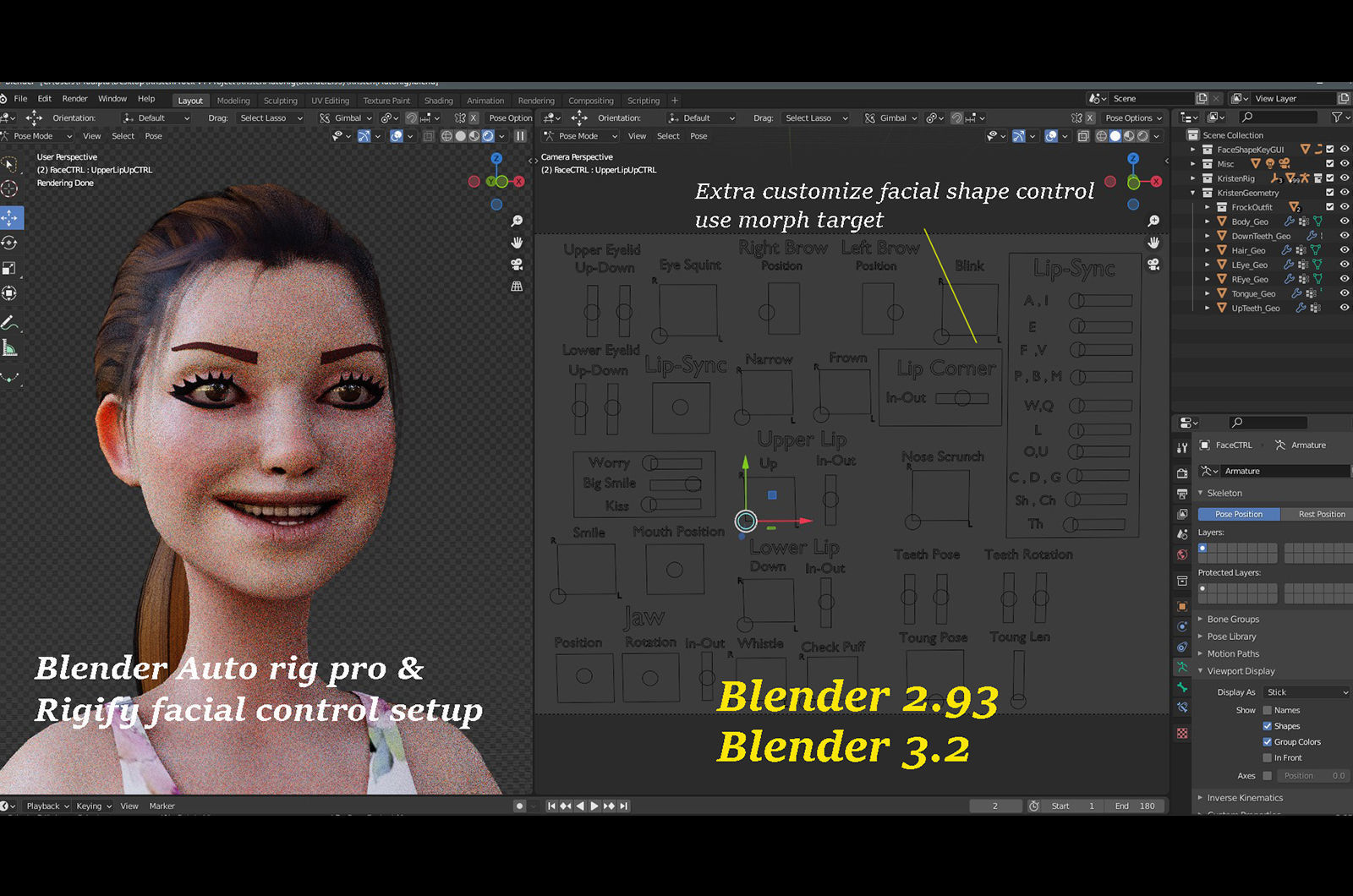 Kristen Cartoon Girl Rig V1 Low-poly 3D model_21