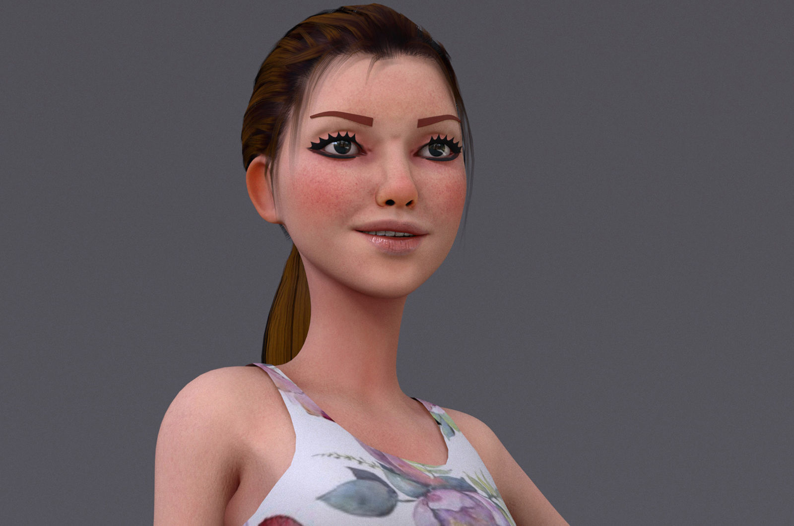 Kristen Cartoon Girl Rig V1 Low-poly 3D model_6