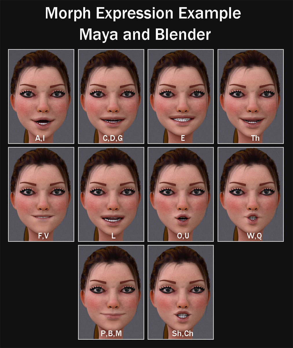 Kristen Cartoon Girl Rig V1 Low-poly 3D model_12