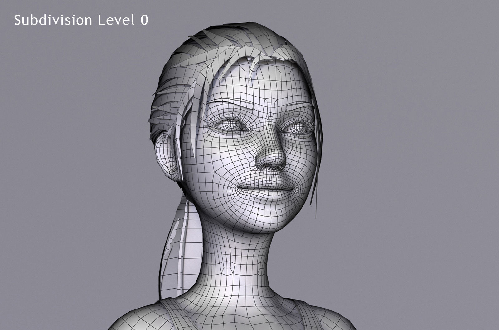 Kristen Cartoon Girl Rig V1 Low-poly 3D model_15