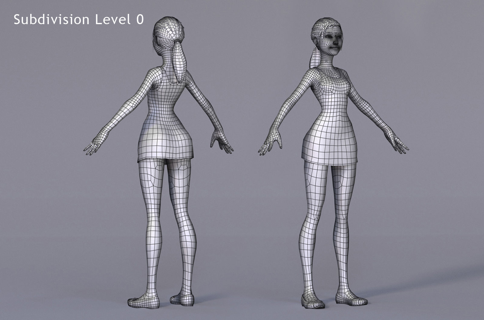 Kristen Cartoon Girl Rig V1 Low-poly 3D model_14