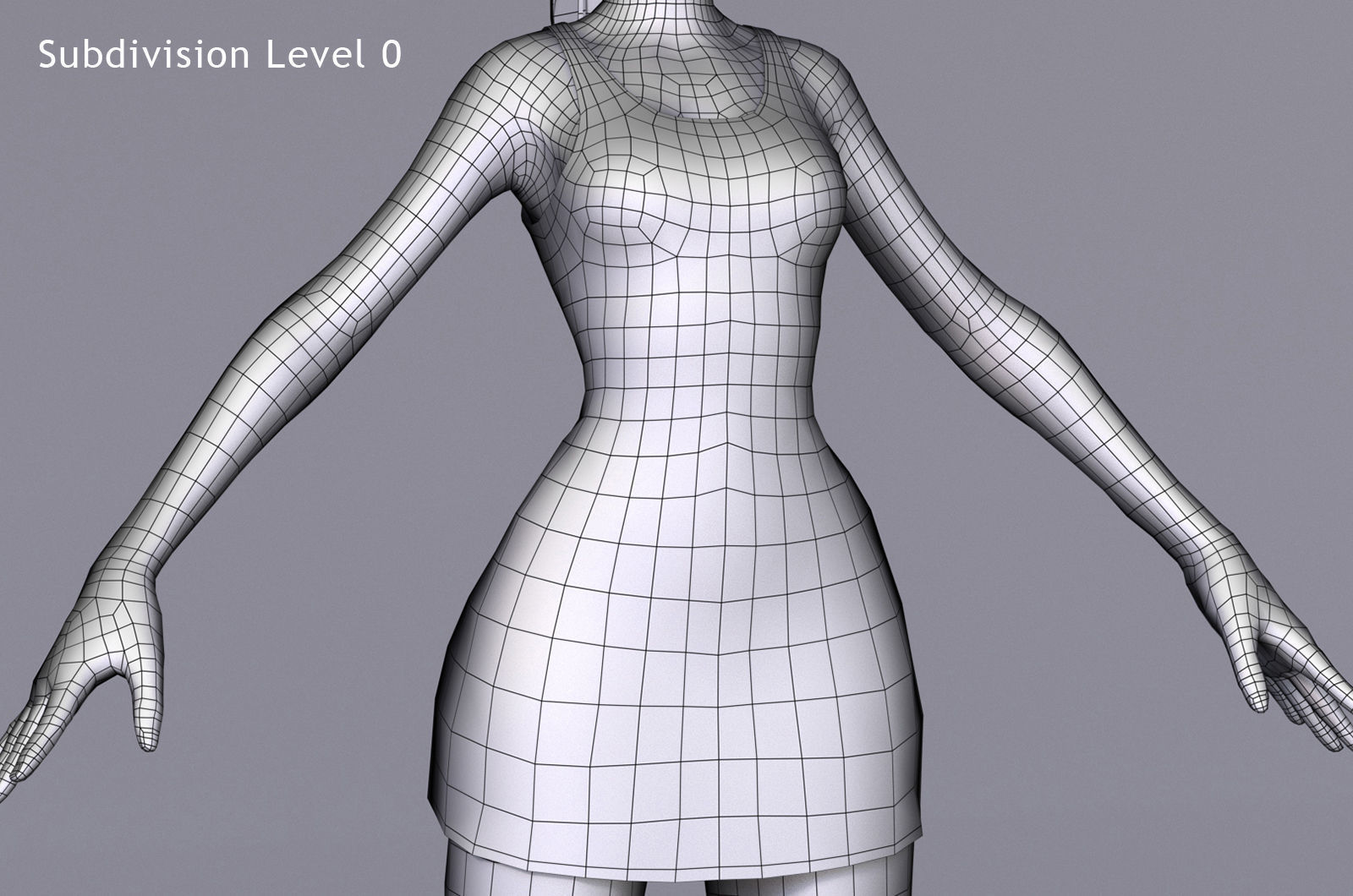 Kristen Cartoon Girl Rig V1 Low-poly 3D model_16