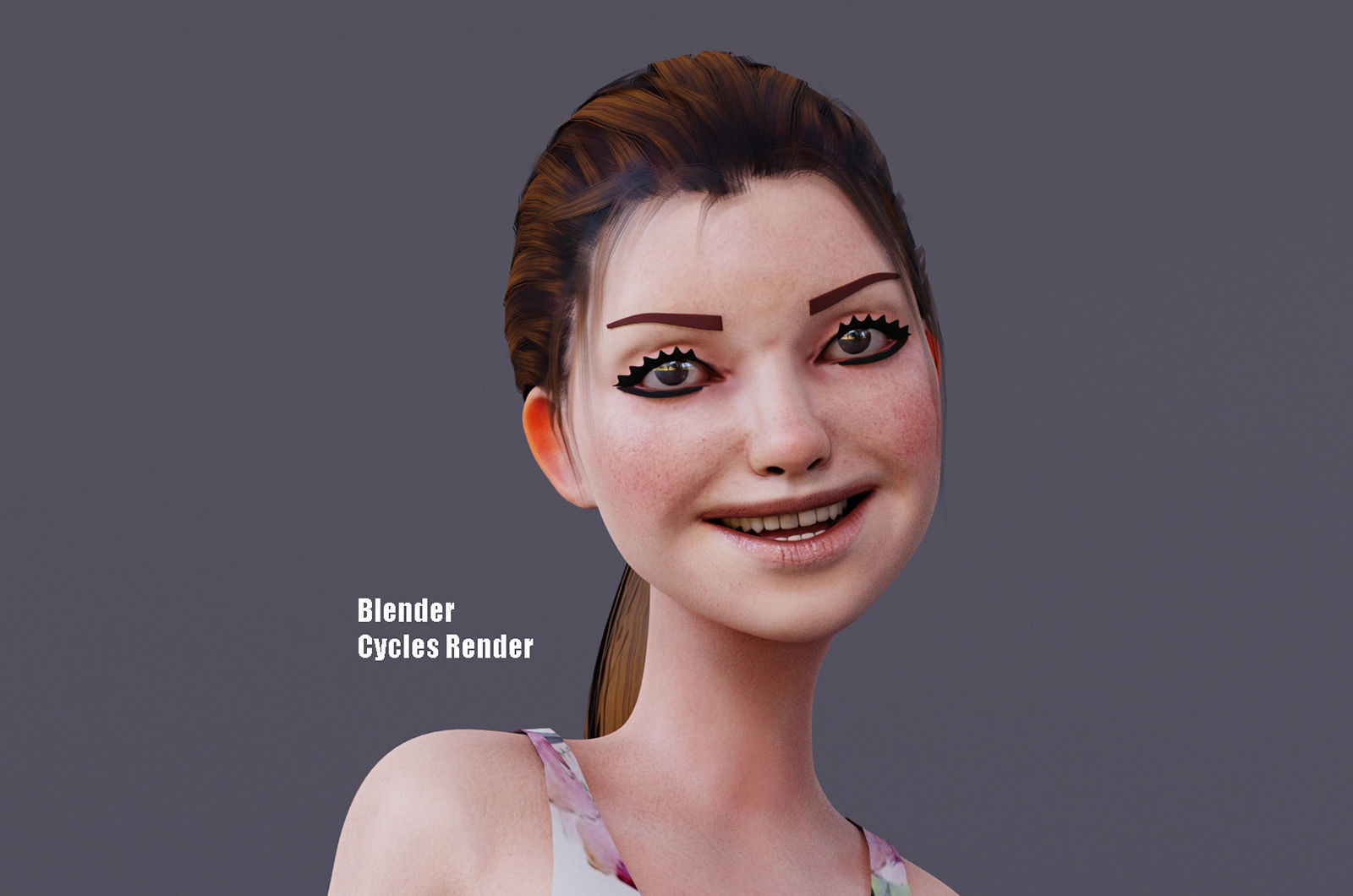 Kristen Cartoon Girl Rig V1 Low-poly 3D model_9