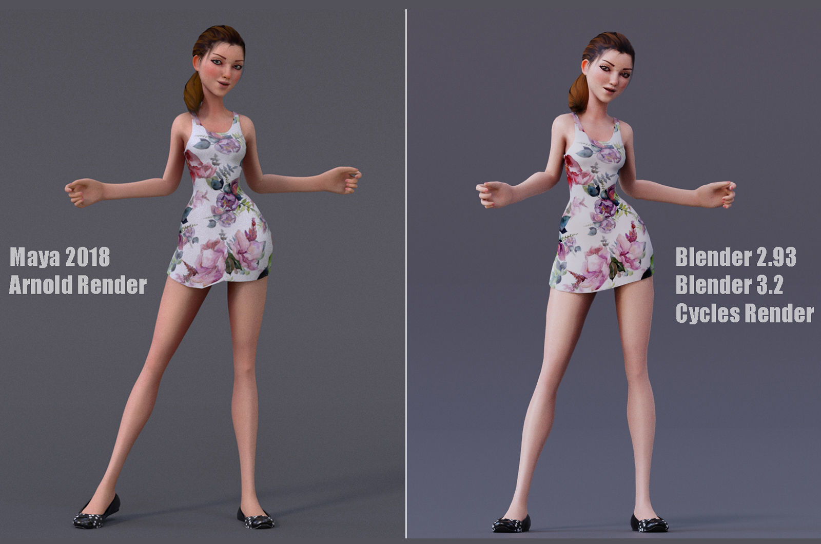 Kristen Cartoon Girl Rig V1 Low-poly 3D model_10