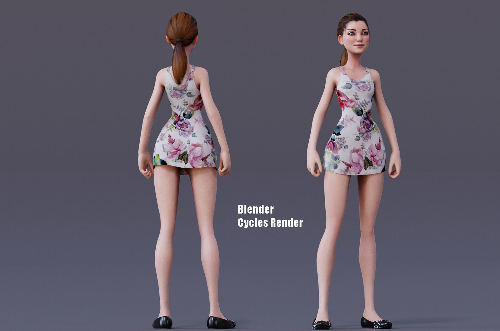 Kristen Cartoon Girl Rig V1 Low-poly 3D model_8