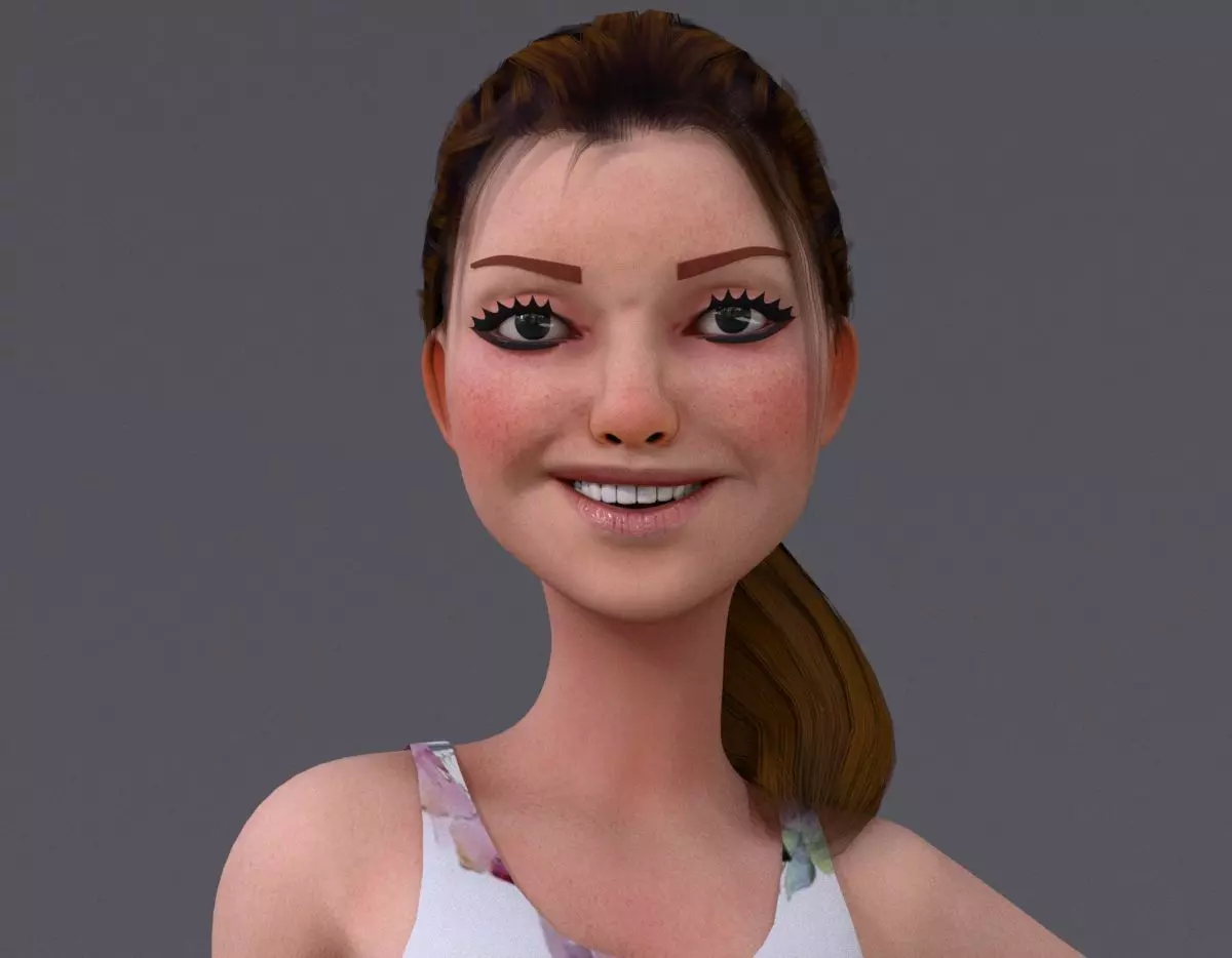 Kristen Cartoon Girl Rig V1 Low-poly 3D model_0