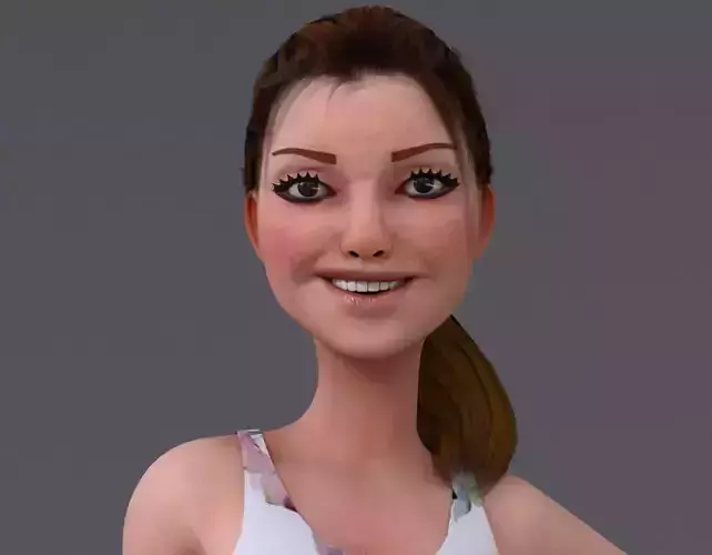 Kristen Cartoon Girl Rig V1 Low-poly 3D model
