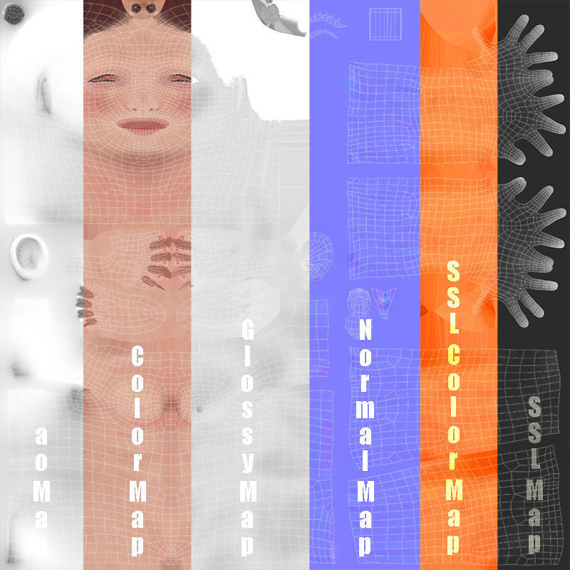 Kristen Cartoon Girl Rig V1 Low-poly 3D model_24