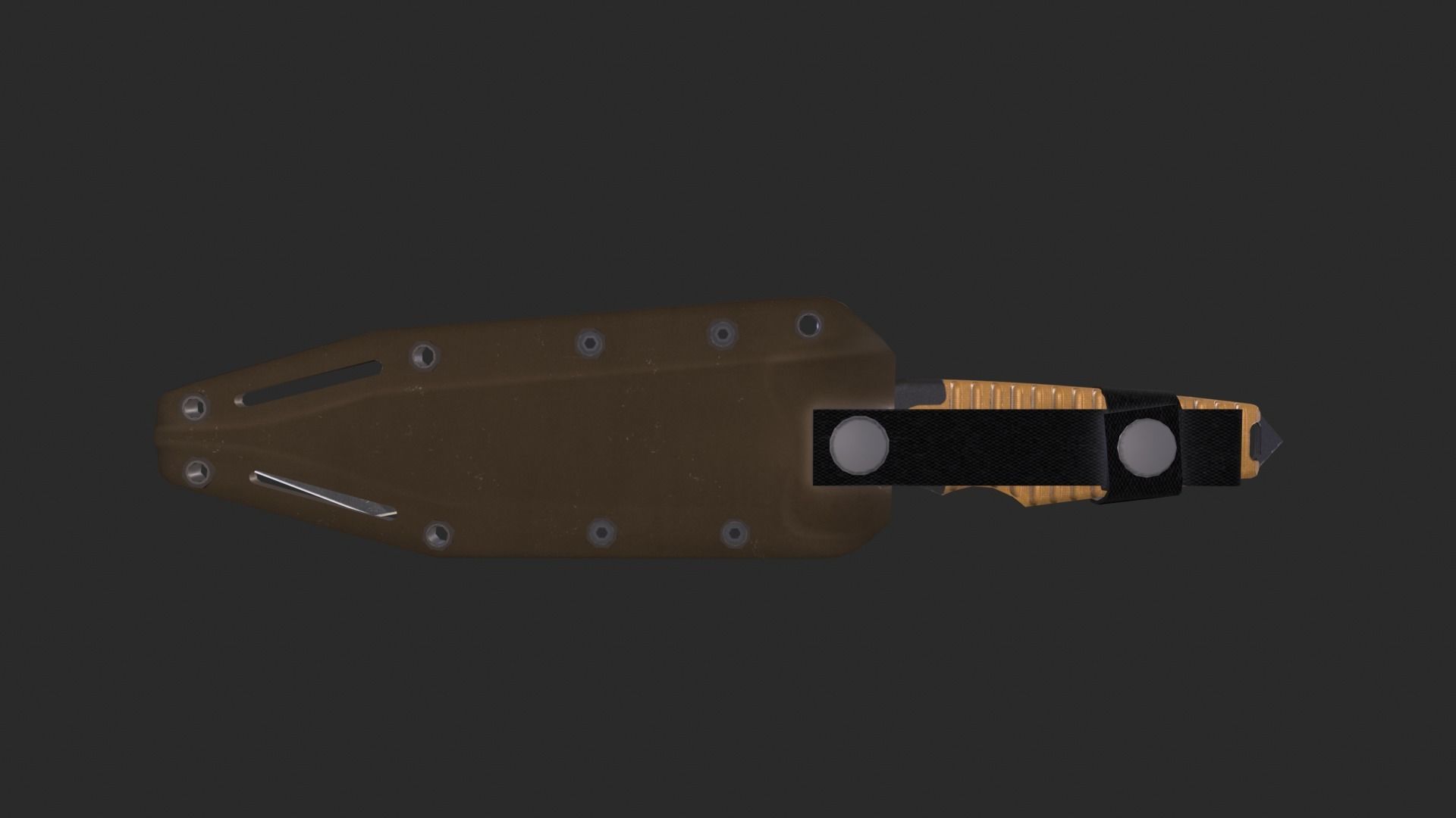 Black Tanto Knife D2 with Sheath  Low-poly 3D model_18