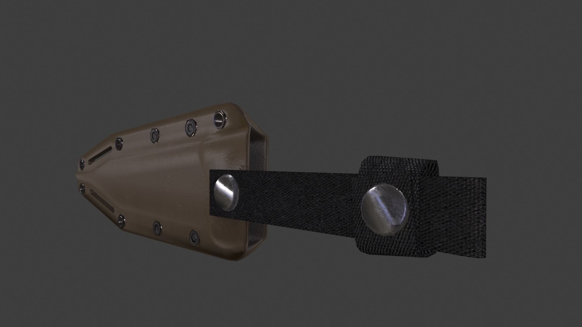 Black Tanto Knife D2 with Sheath  Low-poly 3D model_16