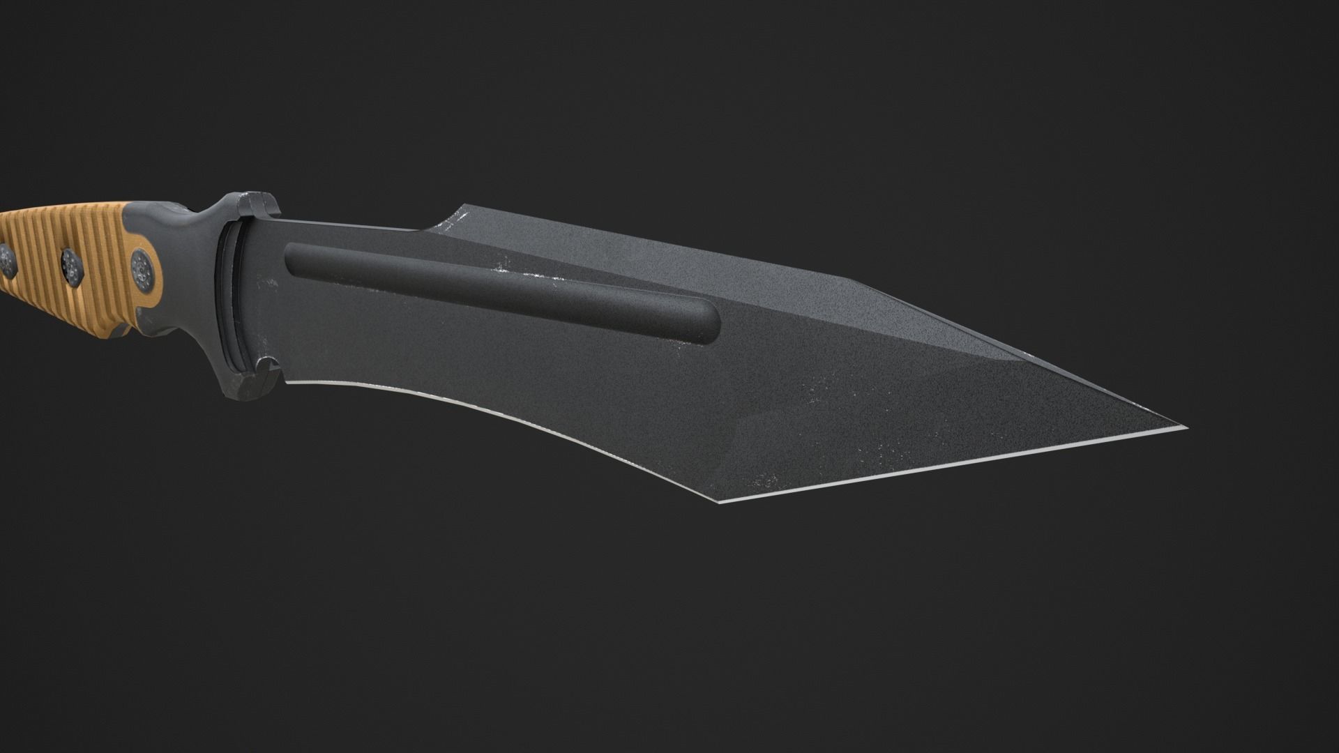 Black Tanto Knife D2 with Sheath  Low-poly 3D model_5