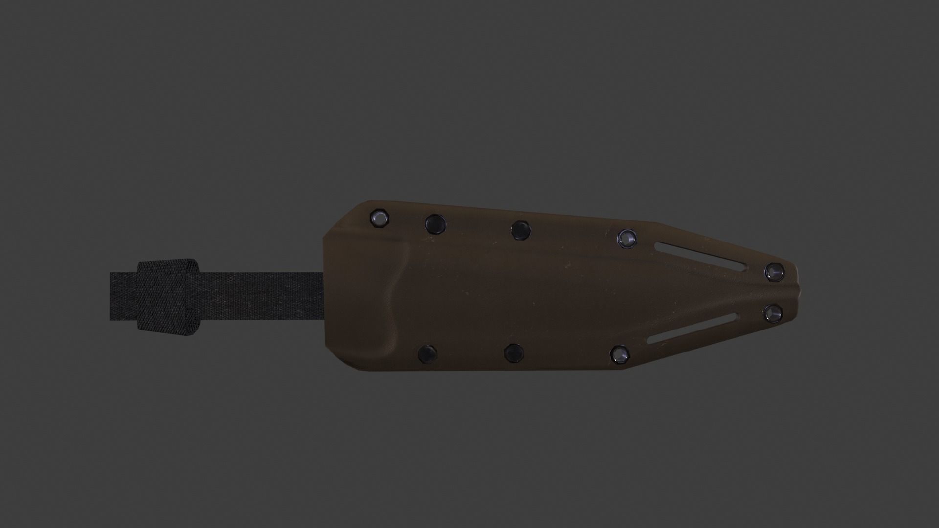 Black Tanto Knife D2 with Sheath  Low-poly 3D model_13