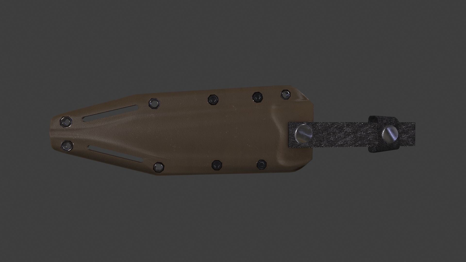 Black Tanto Knife D2 with Sheath  Low-poly 3D model_15