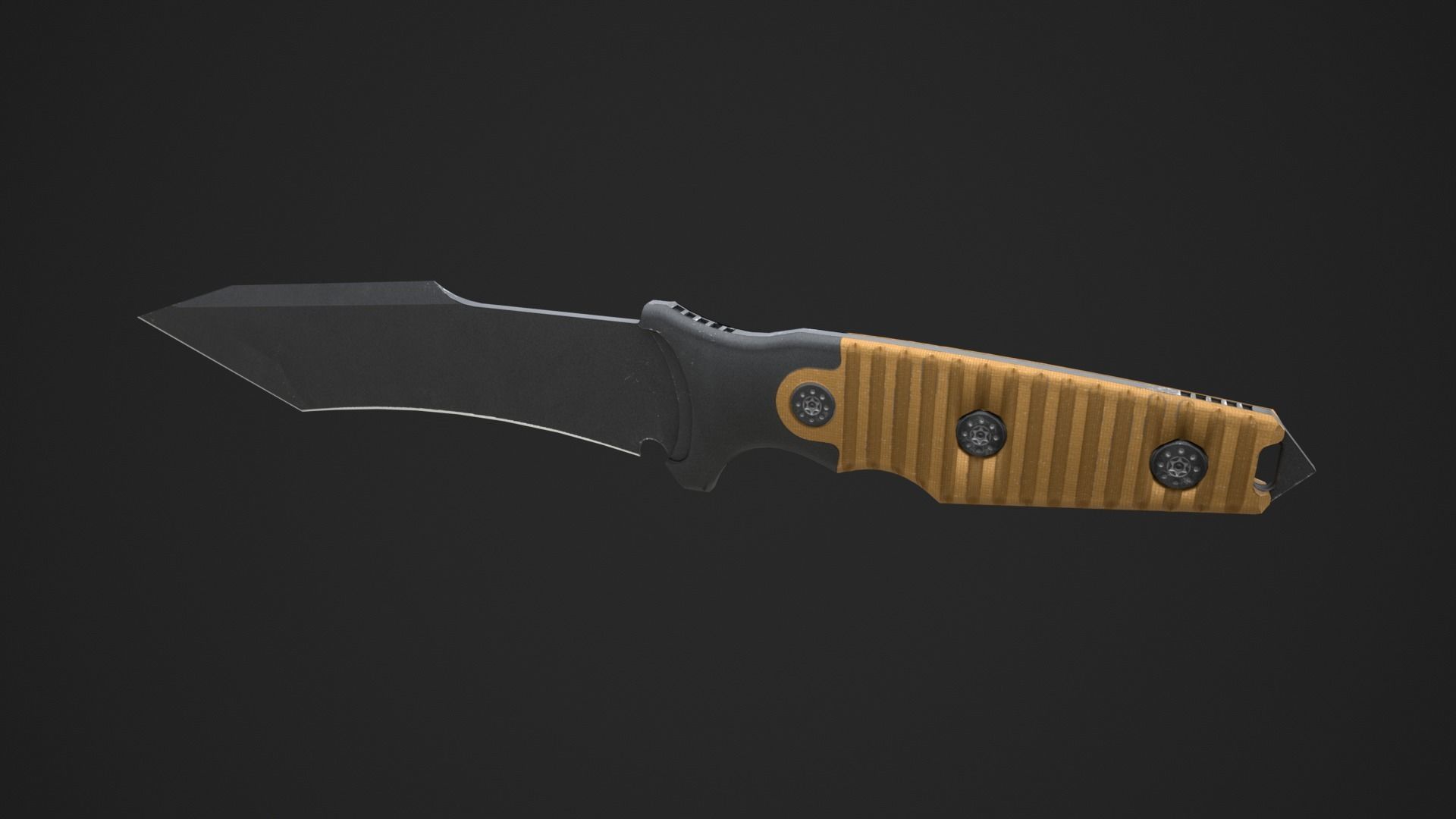 Black Tanto Knife D2 with Sheath  Low-poly 3D model_7