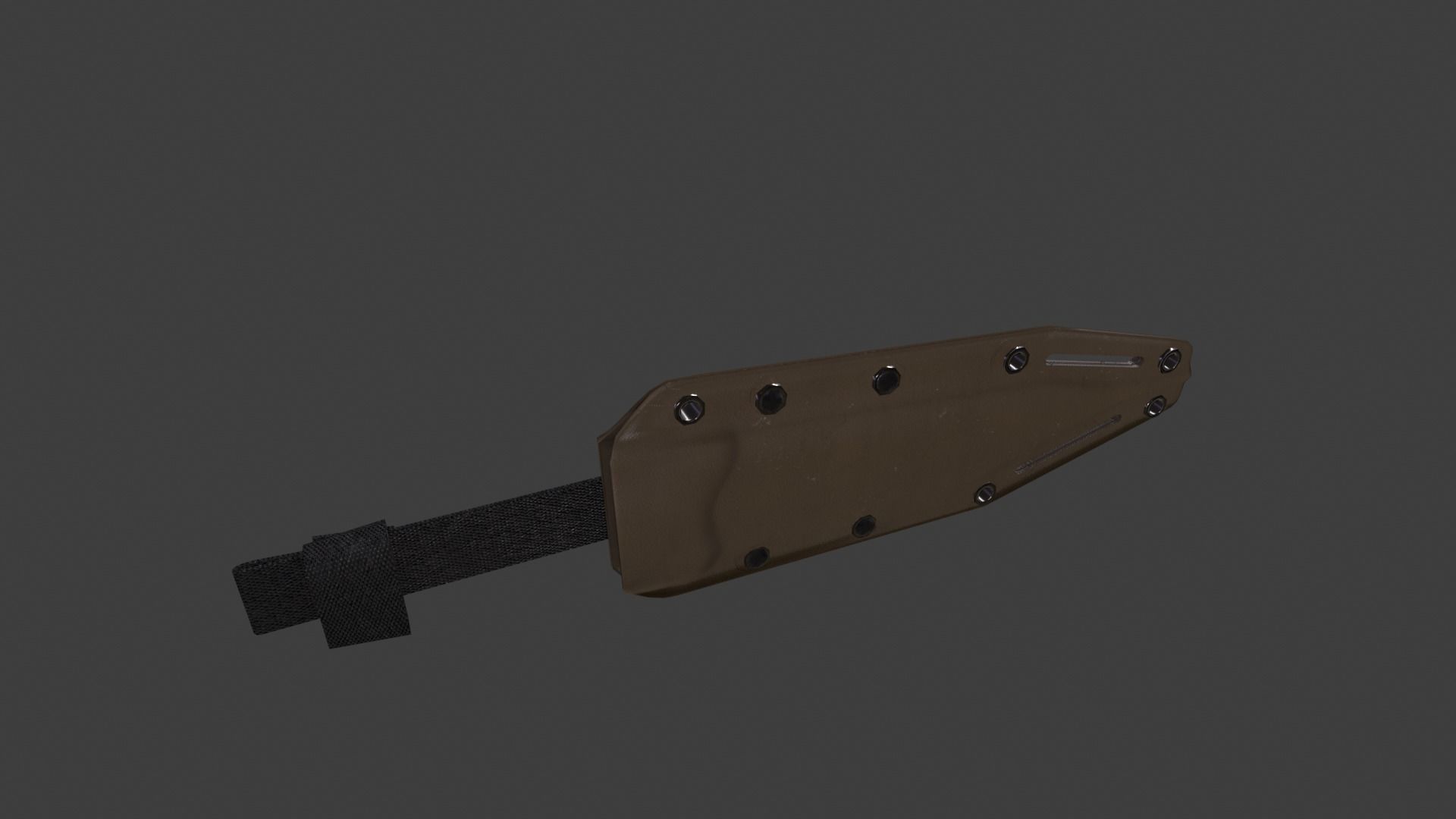 Black Tanto Knife D2 with Sheath  Low-poly 3D model_17