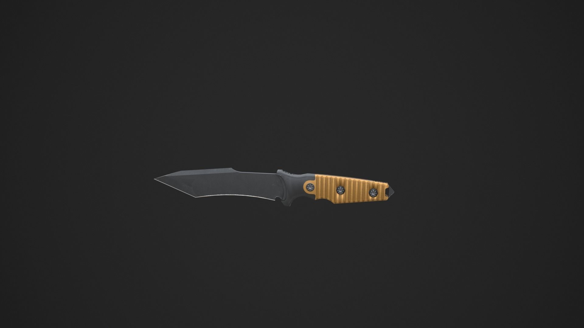 Black Tanto Knife D2 with Sheath  Low-poly 3D model_3
