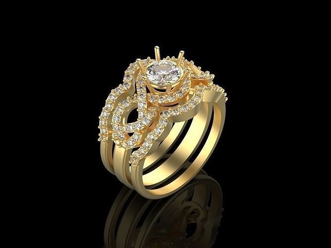 Solitaire Engagement Ring jewelry Gold silver 3D print model 3D print model