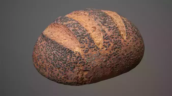 Buckwheat Bread with Black Seed Low-poly 3D model