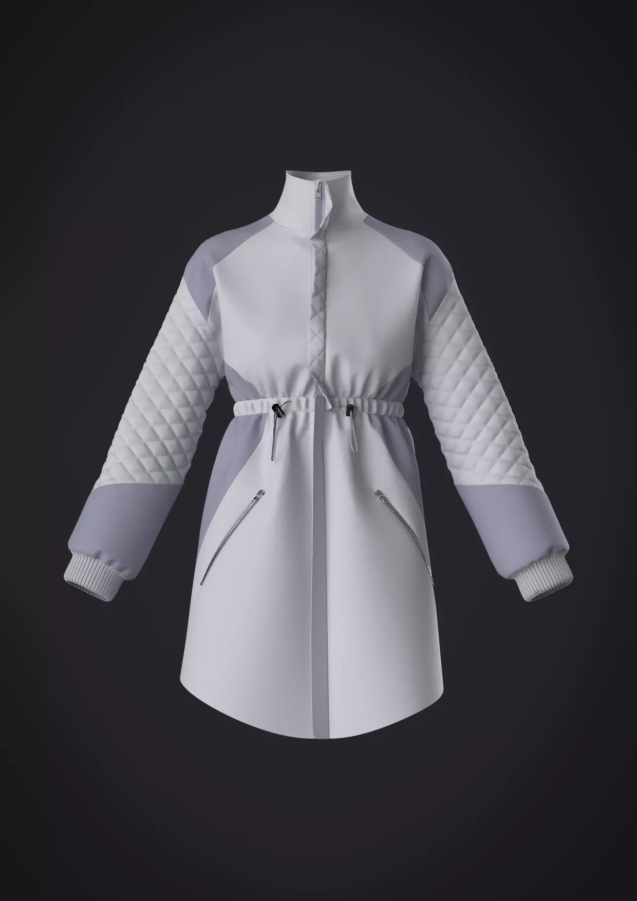 Drawstring waist dress women 3D model_0