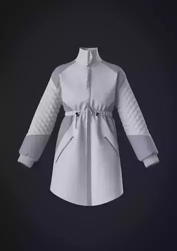 Drawstring waist dress women 3D model