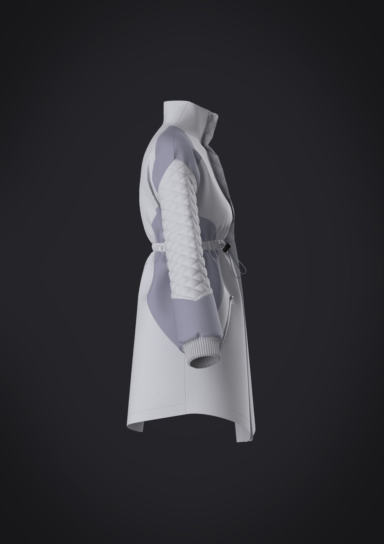 Drawstring waist dress women 3D model_1