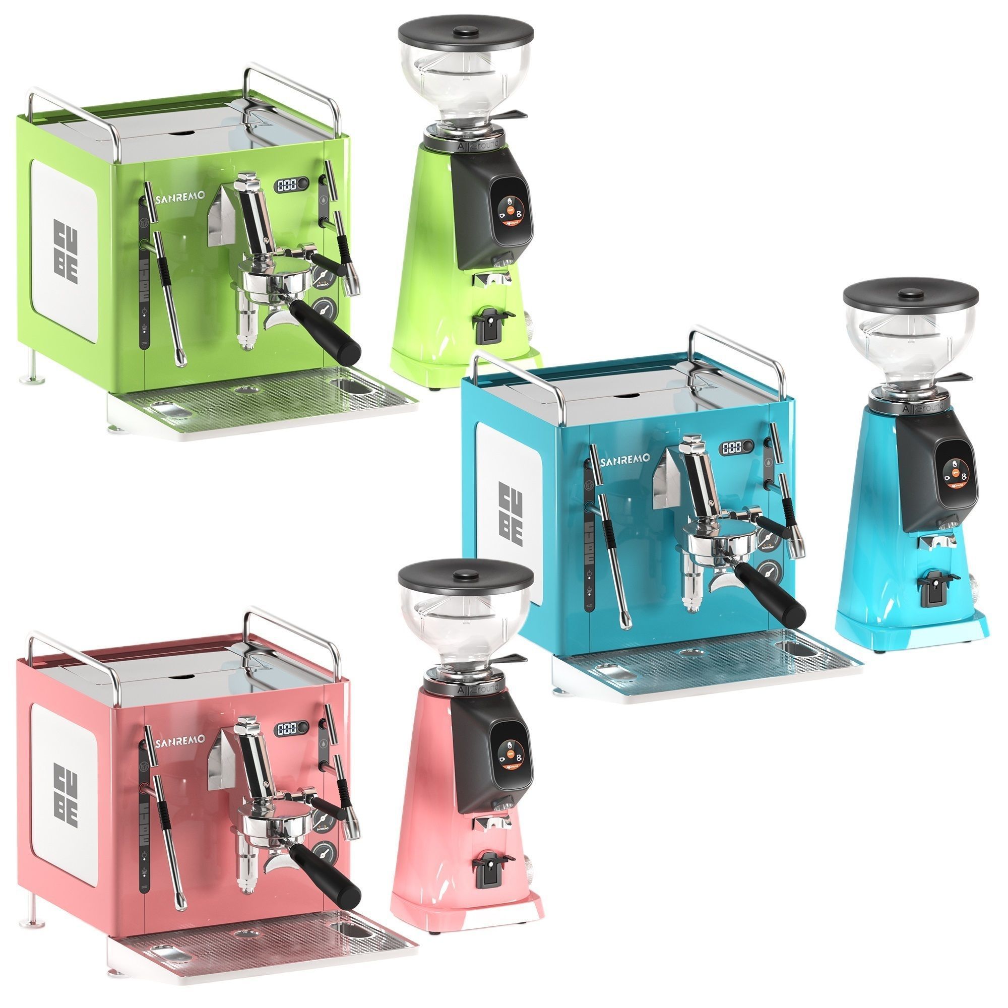 Sanremo Cube Coffe Machine and All Ground Grinder 3D model_3
