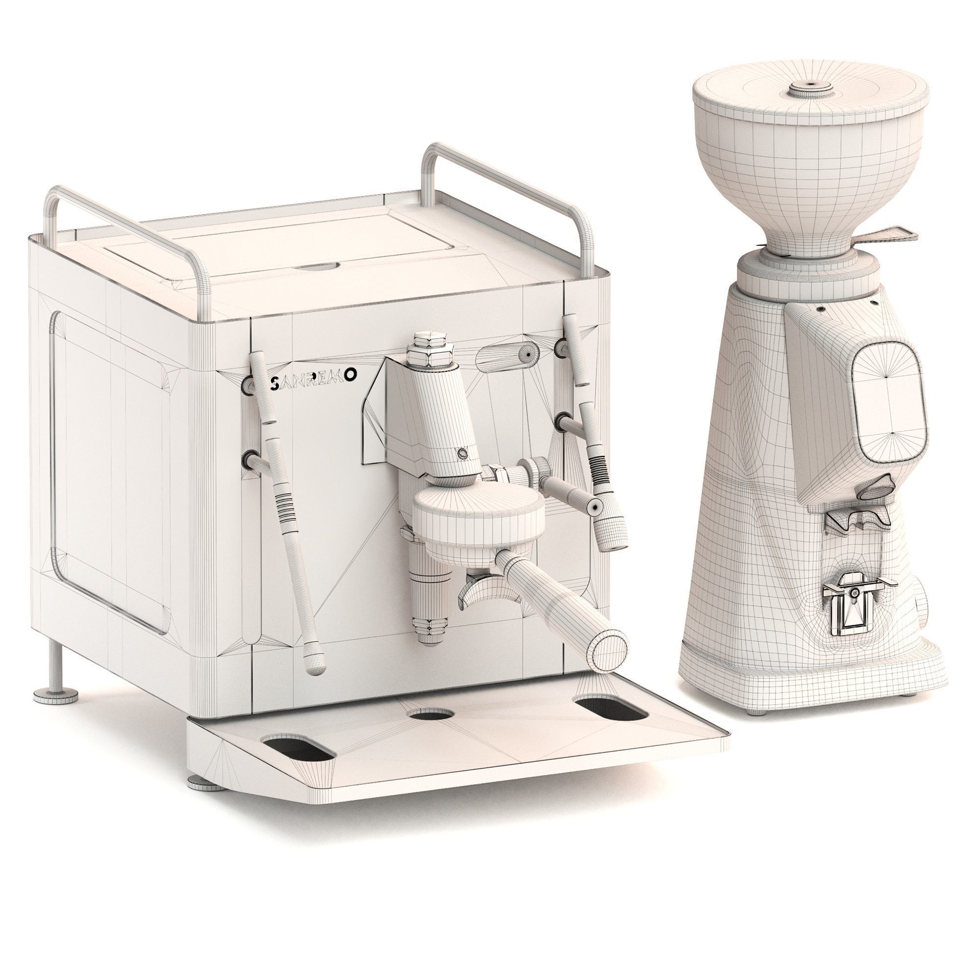 Sanremo Cube Coffe Machine and All Ground Grinder 3D model_4