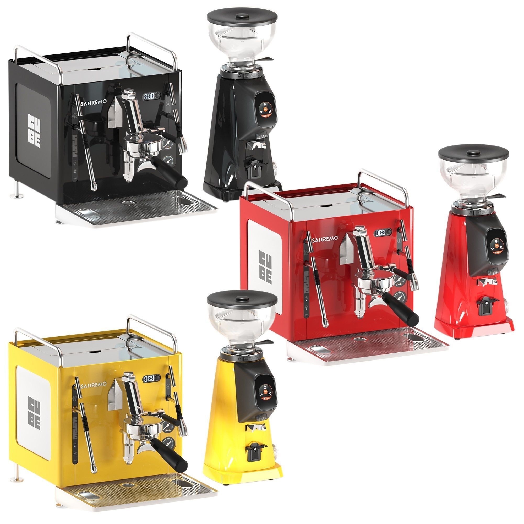 Sanremo Cube Coffe Machine and All Ground Grinder 3D model_2