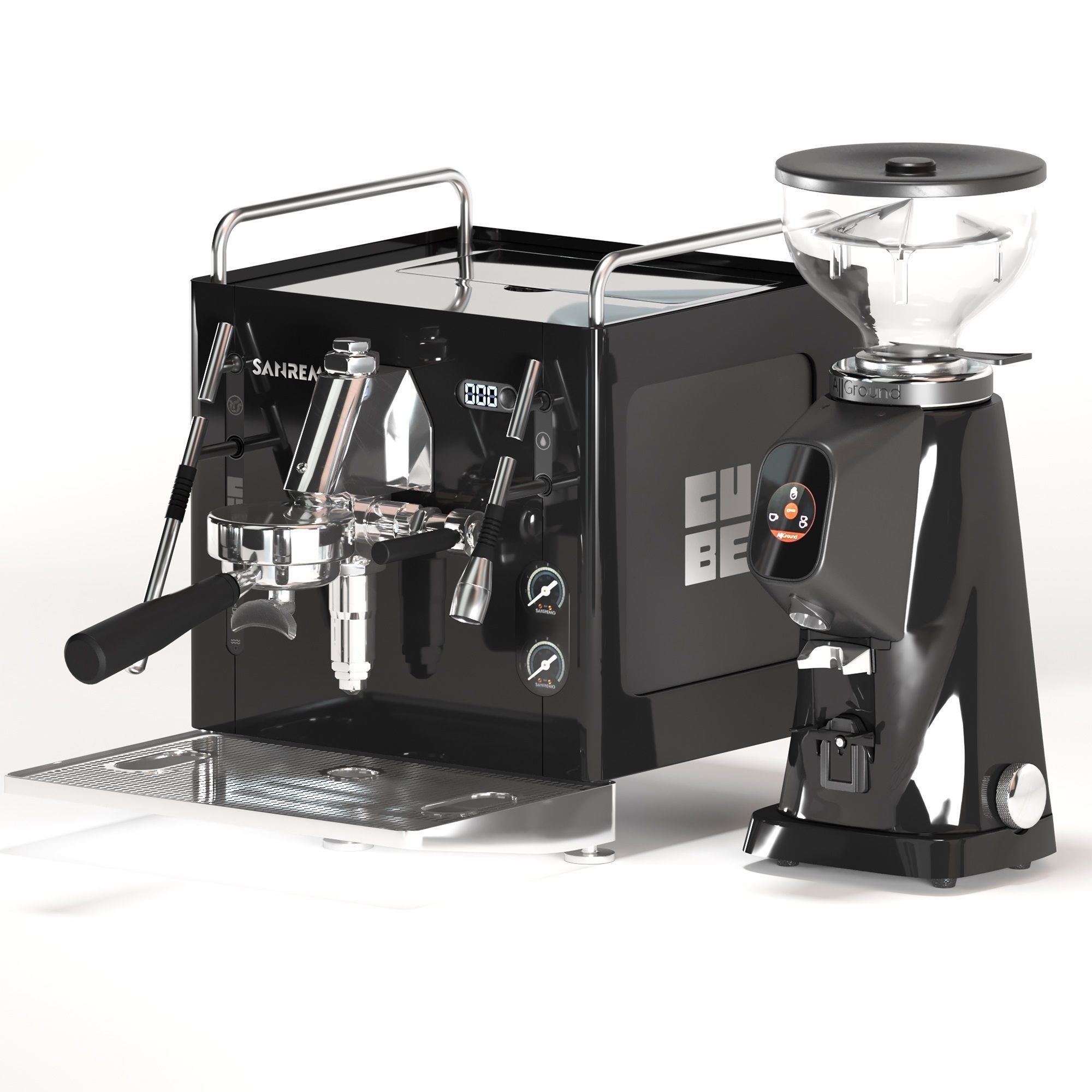 Sanremo Cube Coffe Machine and All Ground Grinder 3D model_1