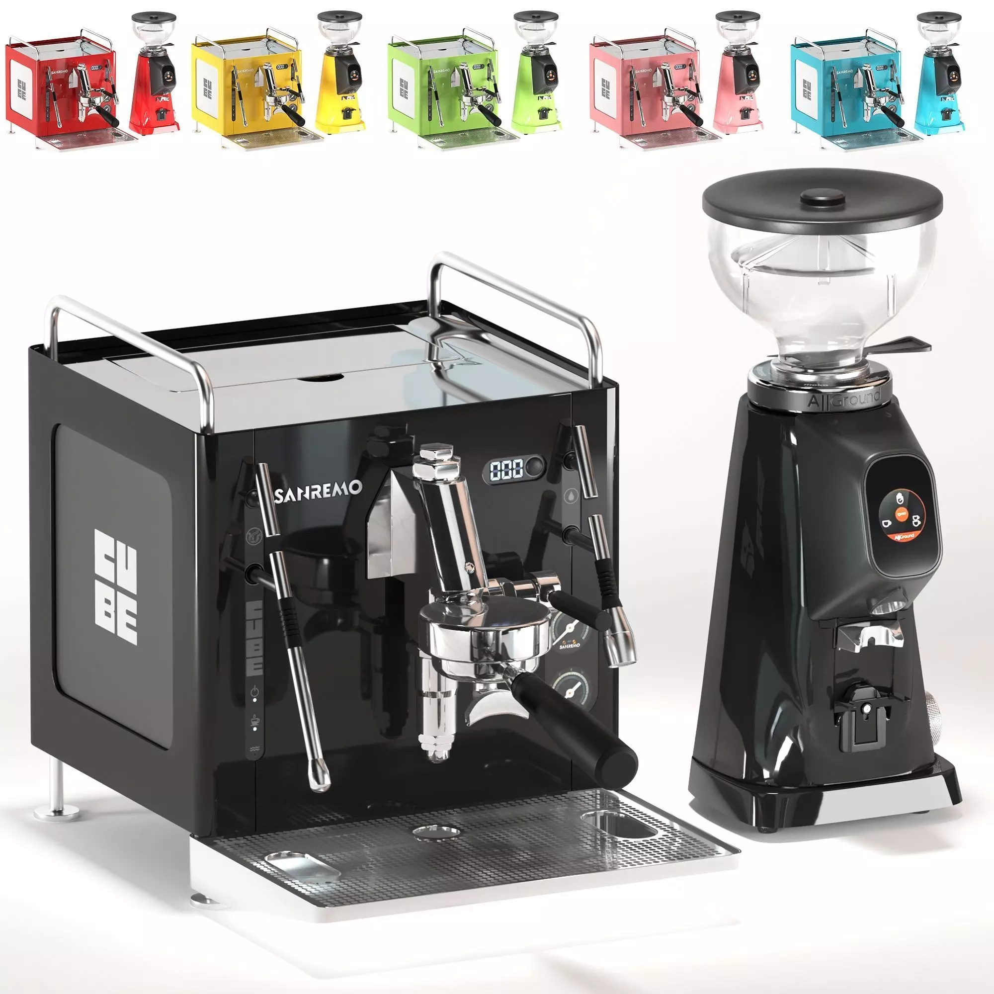 Sanremo Cube Coffe Machine and All Ground Grinder 3D model_0