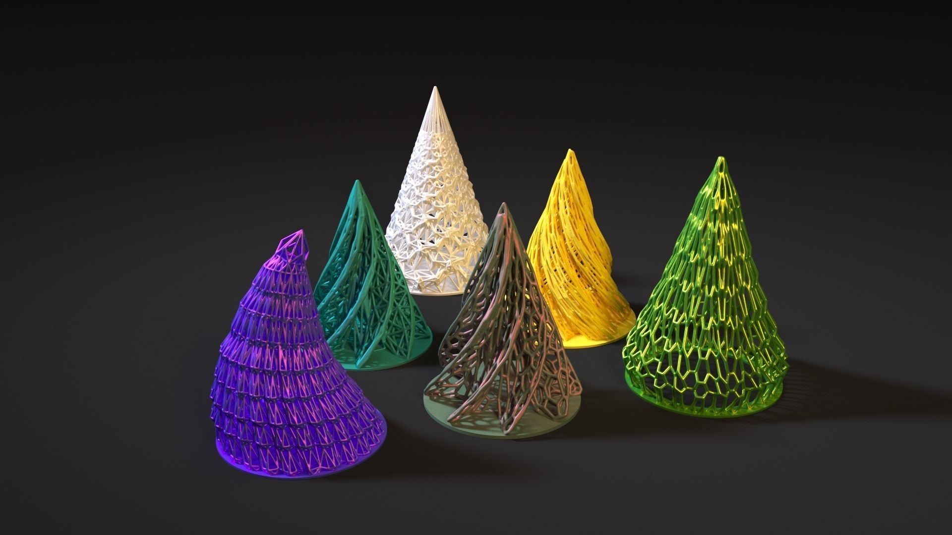 Christmas tree pass set 6 pieces 3D print model_1
