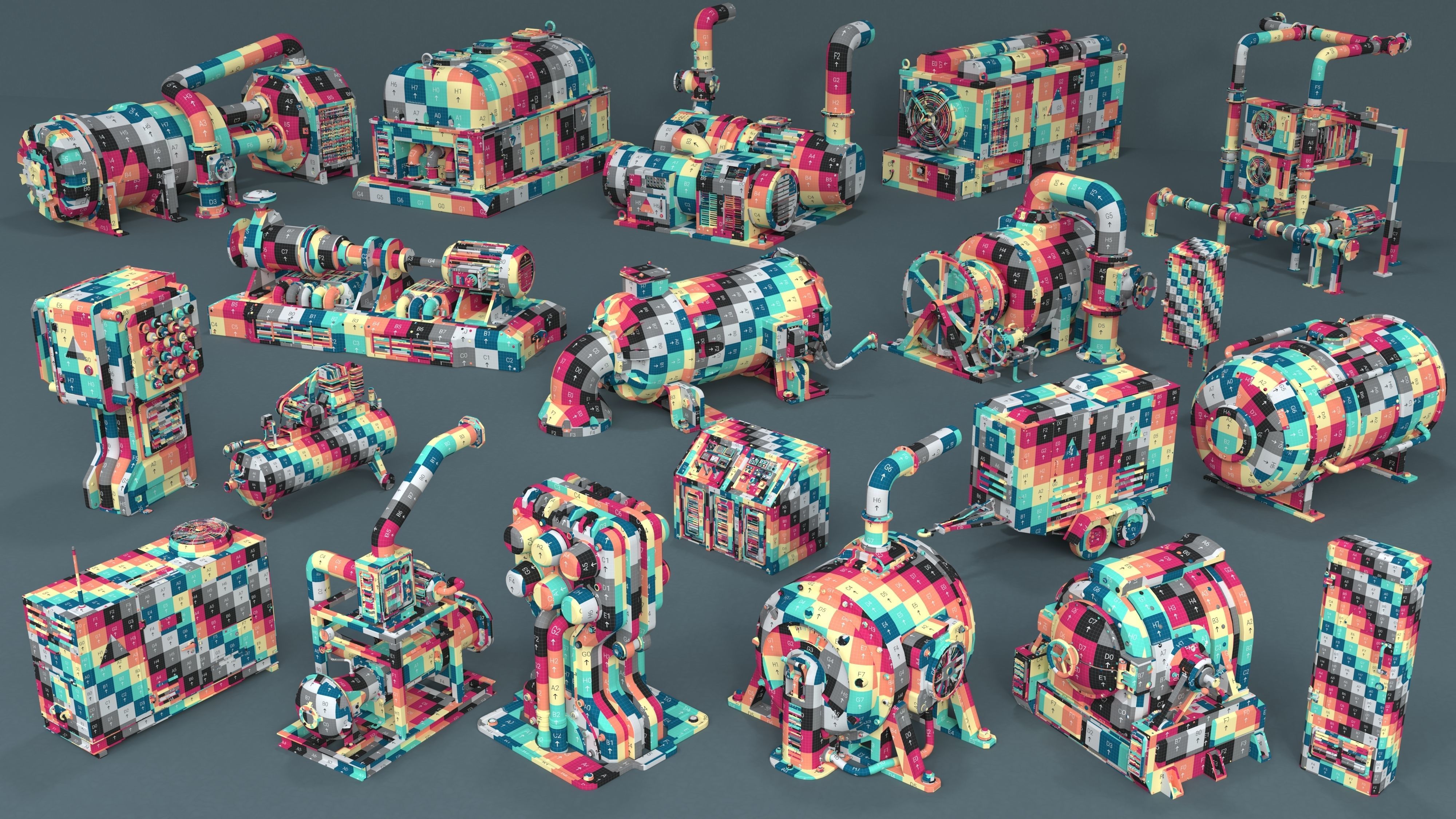 Industrial Units - 20 pieces Low-poly 3D model_2