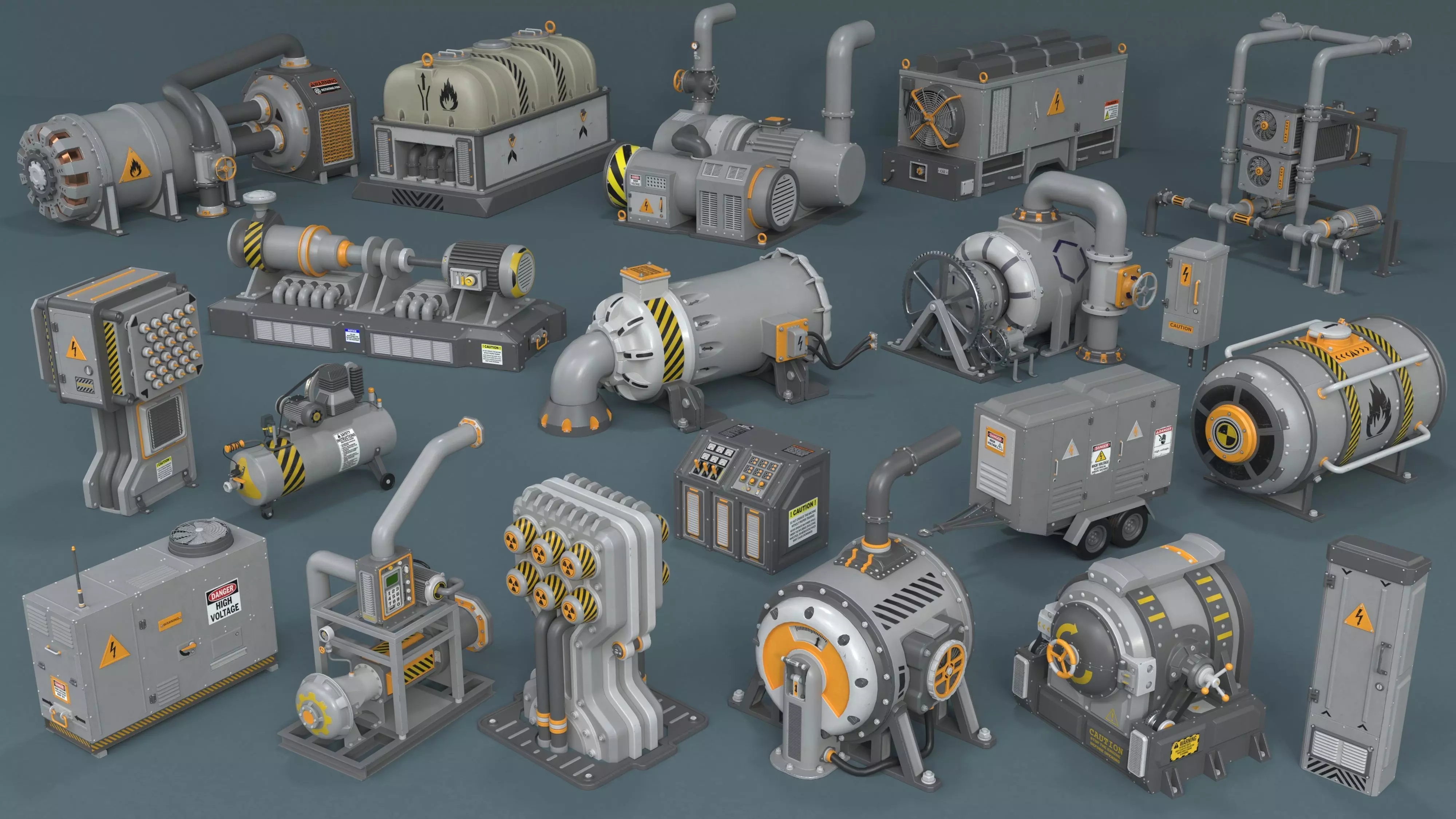 Industrial Units - 20 pieces Low-poly 3D model_0