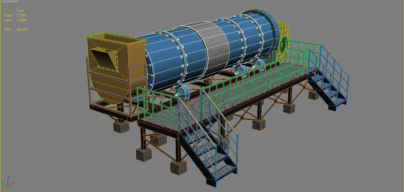 Asphalt Plant Dryer Machine 3D model_13