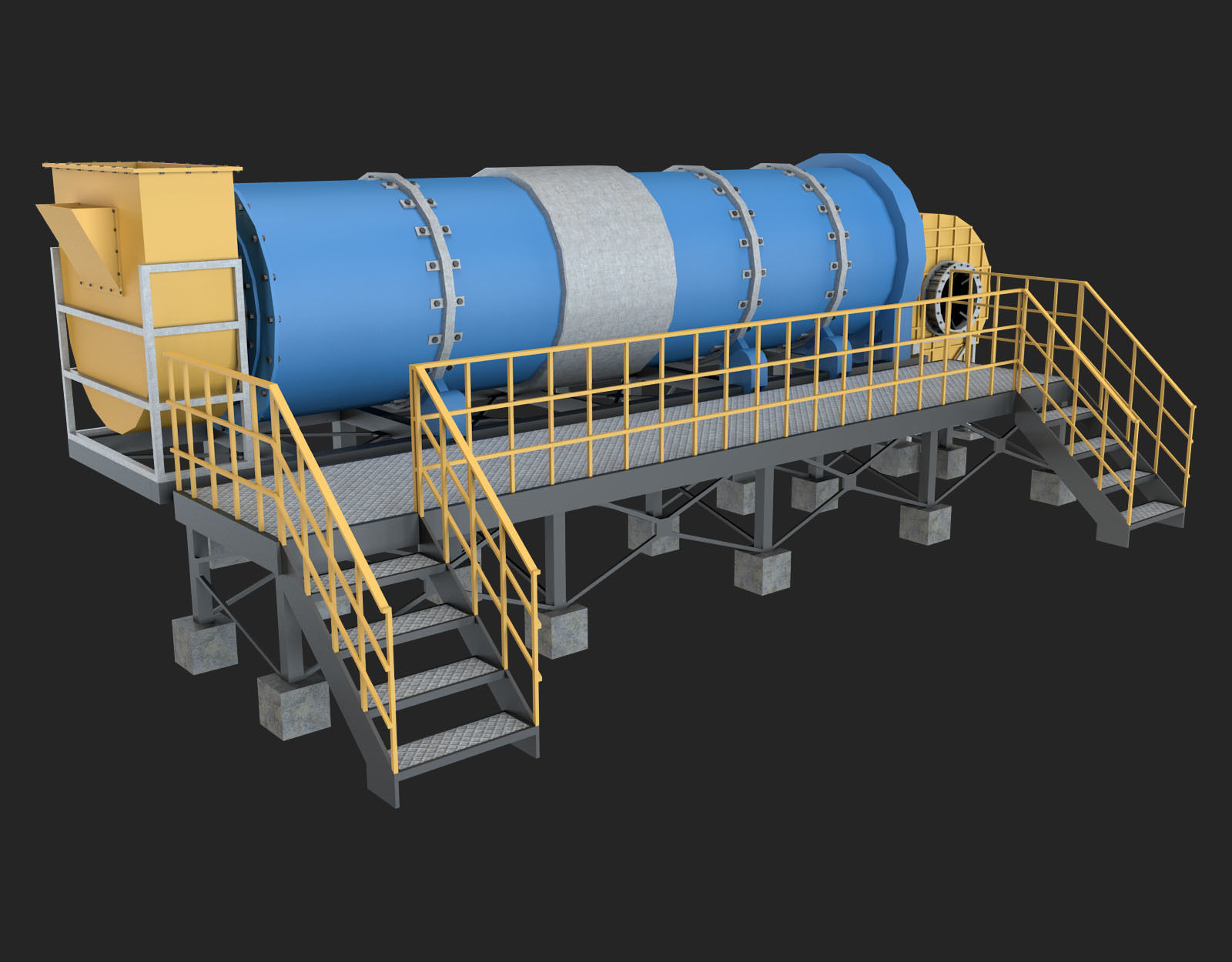Asphalt Plant Dryer Machine 3D model_8