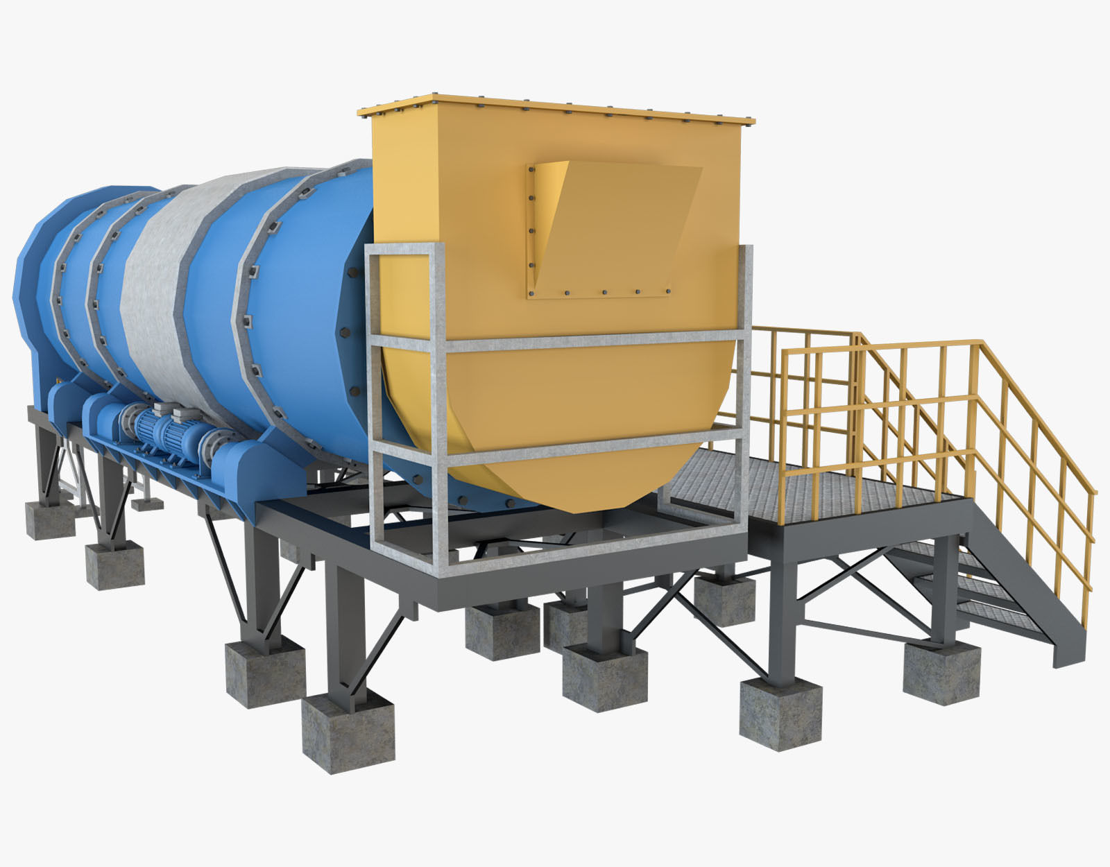 Asphalt Plant Dryer Machine 3D model_3
