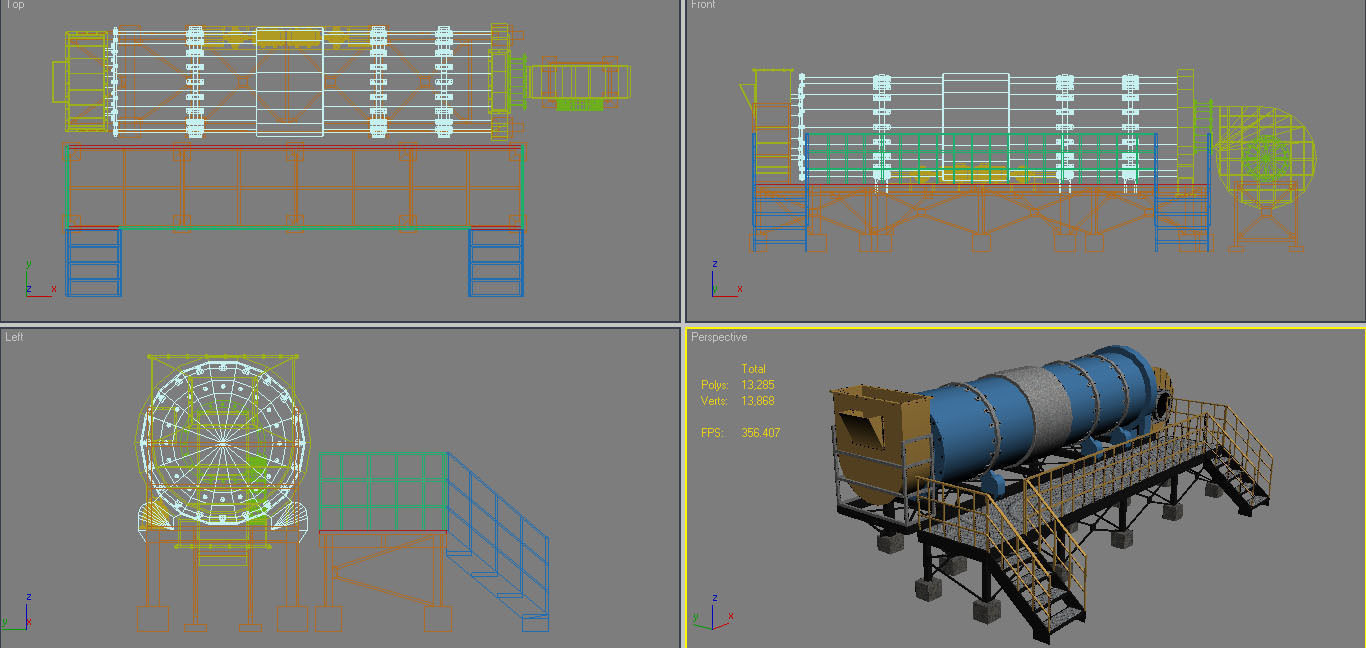 Asphalt Plant Dryer Machine 3D model_17